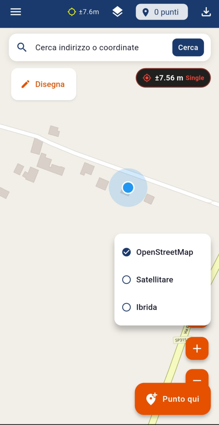 Selezione mappa OpenStreetMap